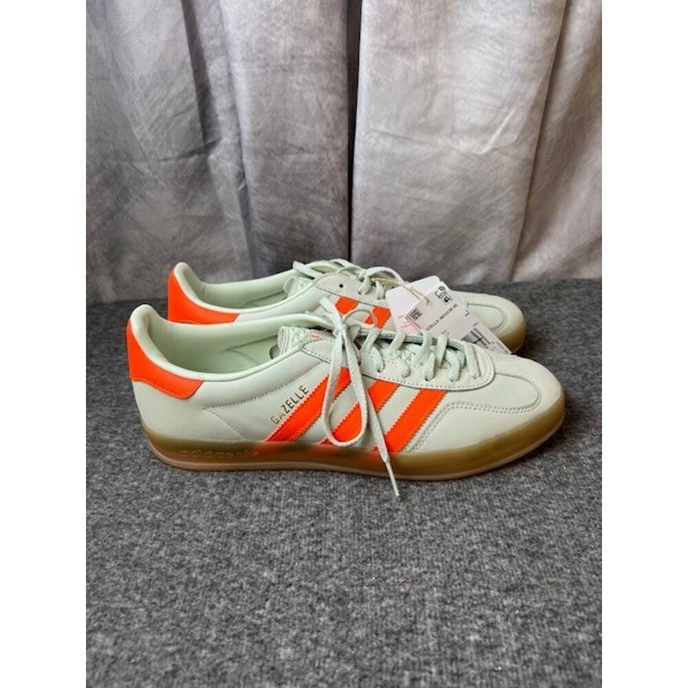 Adidas Womens Gazelle Indoor Linen Green Solar Orange IF6982 Sz 10.5 - Picture 4 of 13